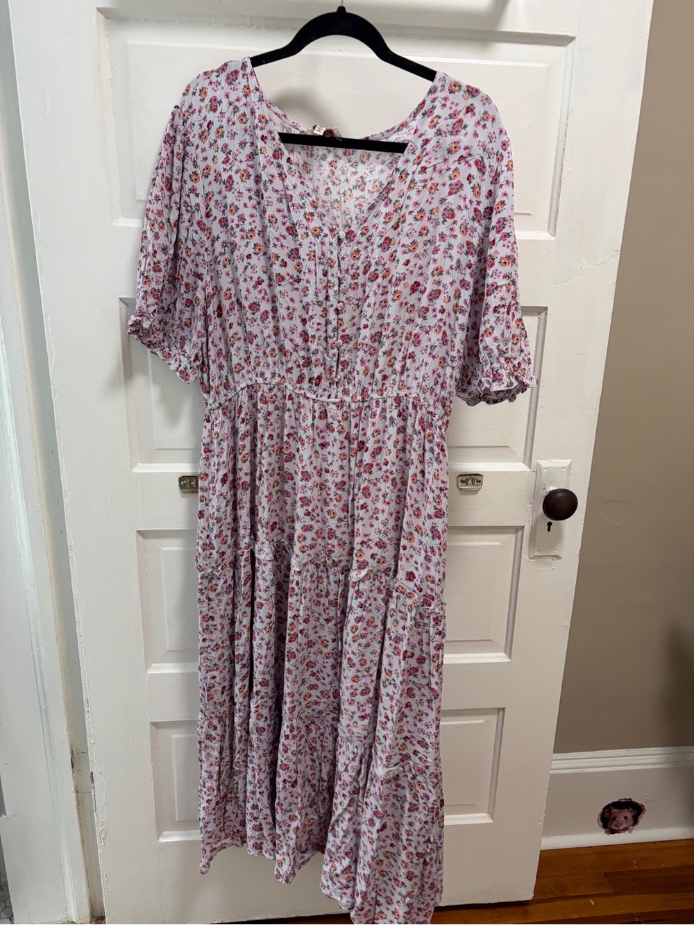 Hayden Light Lavender Pink Floral Tiered Midi Dress
